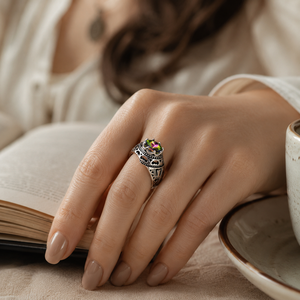 Anello Traforato a Corona Colorato per Donne, Anello da Dito Vintage alla Moda - Product Image 2