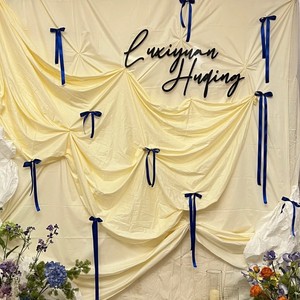 ผ้าม่านประดับโบว์ตกแต่งแบบสวยหวานม่านจีบสำหรับงานแต่งงานงานแต่งงานทำจากผ้าไหมแบบแขวน - Product Image 2