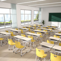 Bureau d'école à siège unique de type C réglable en hauteur et chaise de bureau ergonomique pour étudiants