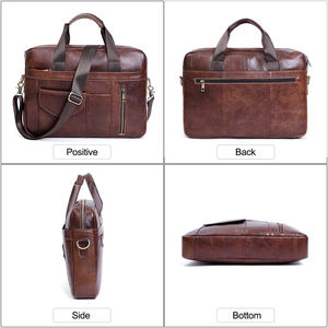 Maletín <span class=keywords><strong>de</strong></span> Cuero Genuino <span class=keywords><strong>de</strong></span> Vaca <span class=keywords><strong>de</strong></span> Lujo Vintage, <span class=keywords><strong>Bolsa</strong></span> <span class=keywords><strong>de</strong></span> Hombro para Portátil <span class=keywords><strong>de</strong></span> 14 Pulgadas, Impermeable, para <span class=keywords><strong>Trabajo</strong></span> y Negocios, para Hombre - Product Image 2
