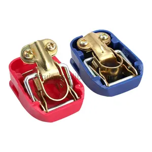 Quick Release Battery Terminal Connectors Battery Clamps Top Post Battery Terminals with Negative Positive Blue (-) Cover Copper