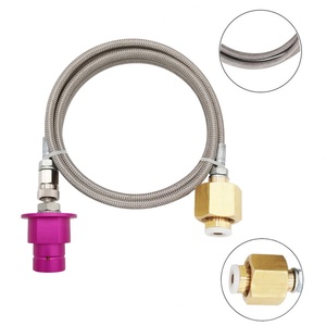 Tuyau d'air tressé en acier inoxydable W21.8 avec adaptateur à connexion rapide fileté CGA320 pour réservoir de CO2 externe, 1,5 m, compatible SodaStream - Product Image 2