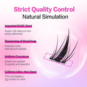 Cils de bricolage auto-adhésifs pré-collés 0.15mm d'épaisseur BC Curl <span class=keywords><strong>Princess</strong></span> Hare <span class=keywords><strong>Lash</strong></span> Pearlet Design Flame Lower Glue-Free Press Lashes - Product Image 4
