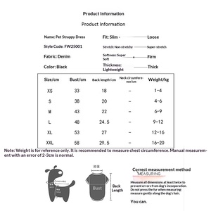 Set Rompi Denim dan Rok untuk Anjing Kecil, Teddy, Bichon Frise, Bahan Polyester, Motif Kartun, dengan Tali Selempang, Gaya Amerika - Product Image 5