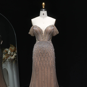 Robe de soirée sirène élégante <span class=keywords><strong>rose</strong></span> poudré pour femme, idéale pour mariage et soirée formelle, taille naturelle, broderie de cristaux, style arabe Lsz003 - Product Image 6