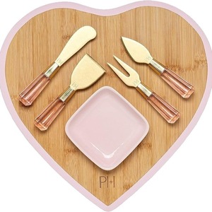 Heart-Shaped Wooden Cheese <b>Board</b> With Serving <b>Tools</b> For Snacks And Fruit Valentine's Day Mother's Day Gift - Product Image 3