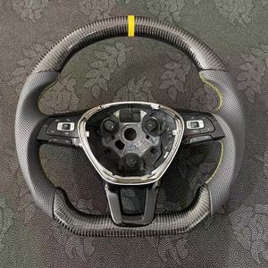 Volant sport en cuir et fibre de carbone pour VW Golf 5 MK6/MK7/MK8 Jetta Passat B8 Polo pour GTI Amarok V6 <span class=keywords><strong>T6</strong></span> Variant - Product Image 2