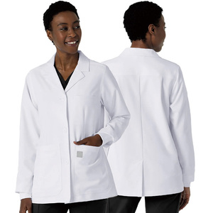 Uniformes d'hôpital médical blanc élevé tissé à manches longues manteau de médecin infirmière blouse de laboratoire respirant doux Spandex Service de couture - Product Image 1