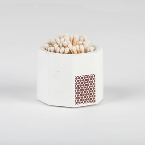 Pale Pink and White Concrete match stick jar Match Stick Holder with Strike Pad White Matches Gift