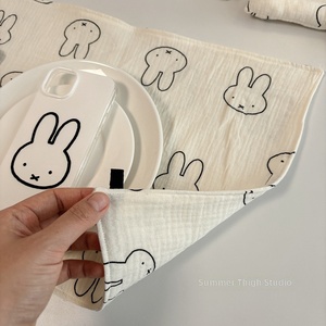 Napperon carré en bambou style Instagram, motif lapin Miffy japonais, doux pour la peau, serviette de table domestique, tapis résistant à la chaleur - Product Image 4