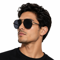 QSKY 5G430 Lunettes de soleil polygonales rondes à monture métallique Prix de gros Unisexe Durables Protection UV400