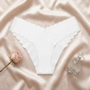 Women <b>Seamless</b> Wave Edge <b>Thong</b> Panties Invisible No Show Solid Low Rise T-back Panties Soft Stretch Daily Yoga Underwear OEM ODM - Product Image 2