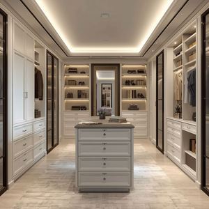 Armario de Esquina para Dormitorio de Madera Brillante Contemporáneo de Lujo con Diseño Independiente Ecológico y Puertas de Vidrio - Product Image 3