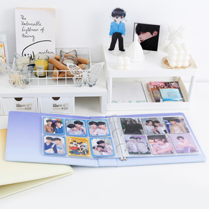 Porte-cartes photo en cuir PU à 6 pochettes, classeur à 3 anneaux A5, couverture dégradée, album photo Kpop, <span class=keywords><strong>livre</strong></span> de collection de cartes postales - Product Image 2