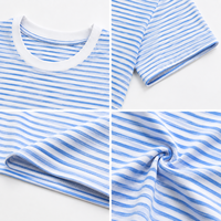 T-shirt personnalisé à rayures bretonnes pour homme, bleu et blanc, style nautique côtier, en coton, marque privée, OEM, ODM, fabricant de vêtements de villégiature