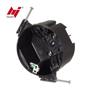 Black 4 Round New Work Ceiling Electrical Box with Captive Nails PVC Switch Outlet Box with lug