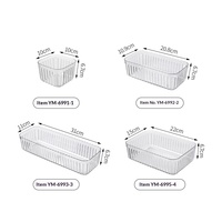 Boîtes de rangement en plastique transparentes à rayures verticales, moulées par injection, de plusieurs tailles, combinables librement, empilables, faciles à nettoyer, pour bureau
