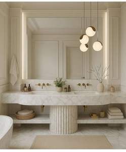 Isla de Cocina de Mármol Calacatta Viola Estilo Europeo, Gabinetes de Mármol Personalizables para Decoración de Interiores de Hoteles y Villas - Product Image 2