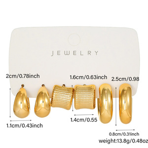 Juego de pendientes minimalistas europeos y americanos Ccb para mujer, diseño geométrico de flores, conjuntos de joyería de aleación de zinc - Product Image 4