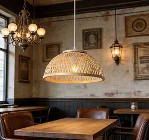 Lustre en bambou tissé de style américain, lampe décorative naturelle pour café, maison, salle à manger, cuisine - Product Image 4