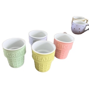 Sáng tạo hình dạng sáu Matt màu Maker cup gốm tráng miệng ly tùy chỉnh Ice Cream cup - Product Image 3