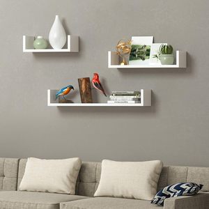 Pack of 3 <strong>50Cm</strong> 35Cm 25Cm U-Shaped Floating Mounted <strong>Shelves</strong> Wood Wall <strong>Shelf</strong> - Product Image 6