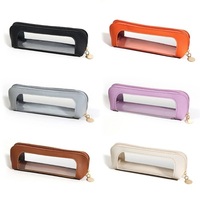 Pochette à pinceaux de maquillage en PU, étui à crayons transparent, étanche, pochette de rangement pour pinceaux cosmétiques de voyage avec fenêtre transparente en PVC pour femmes
