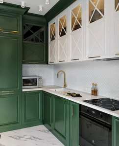 ตู้ครัวไม้สำเร็จรูปจากโรงงานเวียดนาม สไตล์เชคเกอร์ สีขาวเขียว สำหรับปรับปรุงครัวบ้าน - Product Image 3