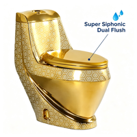 WC monobloc de luxe moderne à poser au sol, couleur or, haute qualité, double chasse, en céramique, avec siphon en S, ensemble cuvette et siège