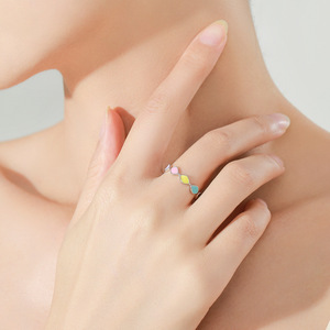 New S925 Sterling <b>Silver</b> Rainbow Epoxy Resin <b>Ring</b> and Earring <b>Set</b>, Women's - A stylish, sweet, and delightful jewelry <b>set</b> - Product Image 4