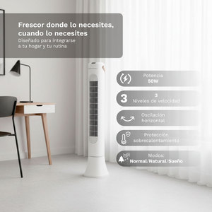 Ventilatore a Torre Grunkel 50W, 3 Velocità, Oscillante, per Casa e Ufficio - Product Image 1