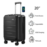 Valise à roulettes extensible de 20 pouces à ouverture frontale avec serrure TSA et port USB pour les voyages d'affaires et de loisirs