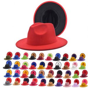 Chapeaux Fedora Unisexe à Large Bord de 7,5 cm en Feutre Bicolore Élégant Personnalisé Polyester/Coton, 53 Couleurs, pour Fête, Pêche, Vente en Gros - Product Image 2