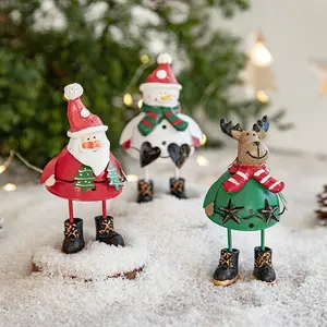 Suministros de decoración navideña para ventana de escritorio, muñeco de nieve, alce, Papá Noel, adorno para árbol de Navidad, arte del hierro, adornos navideños