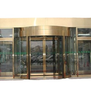 Puerta Giratoria de Vidrio Templado con Marco de Aluminio, 4 Paneles, Montaje en Suelo, Uso Comercial en Edificios de Oficinas, Diseño Contemporáneo y Duradero - Product Image 1