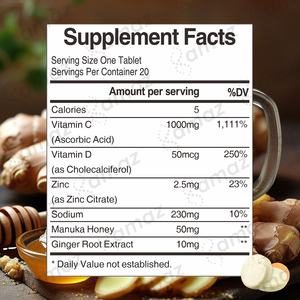 आज़ गर्म बिक्री विटामिन सी डी अपवर्सन टैबलेट 1000 मिलीग्राम प्रतिरक्षा समर्थन के साथ तेज अवशोषण अदरक का स्वाद - Product Image 5