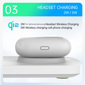แท่นชาร์จไร้สายแม่เหล็ก Qi2 3 in 1 พร้อมไฟ LED สำหรับ <span class=keywords><strong>iPhone</strong></span> 18 รองรับการชาร์จเร็ว 20W สำหรับหูฟัง - Product Image 5