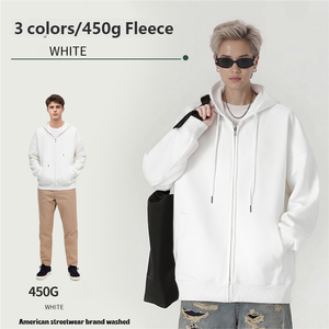 Poids lourd qualité logo personnalisé 450GSM 100% coton polaire lourde vierge surdimensionné grande taille hommes sweats à capuche - Product Image 6