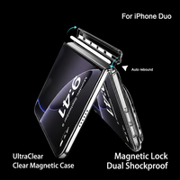 Coque transparente ultra-fine pour iPhone Duo 18 avec support anneau et versions magnétiques, option de coque avant, vente en gros