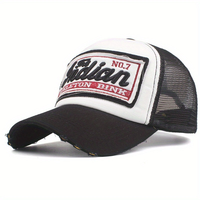 Gorra Trucker Retro con Bordado de 'The Indian', Gorra de Béisbol de Malla Transpirable con Efecto Desgastado