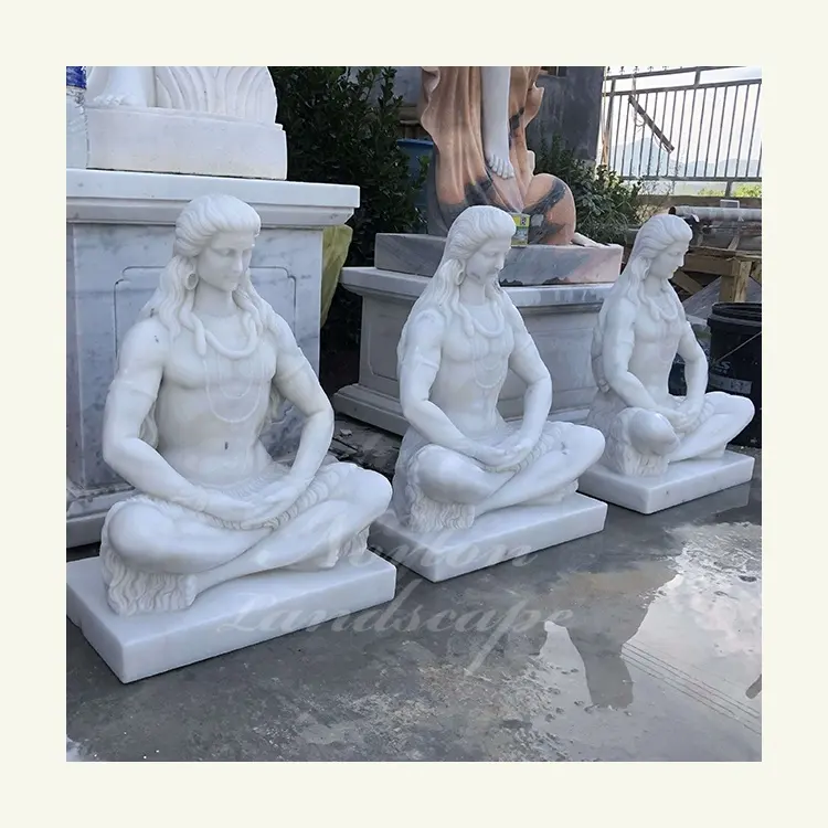 Großhandel natürliche stein weiß marmor gott shiva shakti statue stein herr shiva garten statue skulptur für verkauf