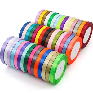 Good Density Colorful 1.5 Inch Pre Made Satin Ribbon Bow High Quality Printing Satin Ribbon For Package Single Face