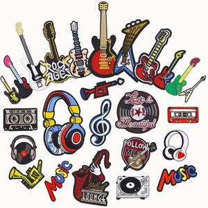 Wholesale Eco-Friendly Music Style Repair Iron Heat Press Embroidered Applique <b>Patch</b> Press-On Musical Instrument <b>Patches</b> - Product Image 1