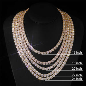 Collar Cadena de Tenis NUOYA Tipo Clúster Iced Out 7mm Chapado en Oro Brillante Corte Diamante <span class=keywords><strong>CZ</strong></span> Fina Delgada Joyería Hip Hop - Product Image 2