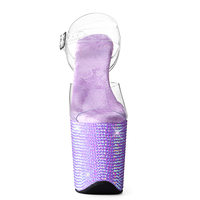 Talons compensés transparents en PVC avec strass de 20 cm (8 pouces) pour femmes, chaussures de danse personnalisables avec logo