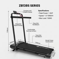 ZB138S Elektrisches 2-in-1 Geh-/Laufband mit 1,5 PS Motor, 1,0-10 km/h Geschwindigkeit, 100 kg Maximalbelastung, Faltbare Schreibtischunterlage, LED-Anzeige