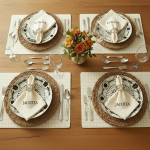 Set di Stoviglie in Ceramica Geometrica Bianca e Nera, Piatti in Porcellana, Servizio da Tavola all'Ingrosso, Stoviglie in Fine Bone China - Product Image 4