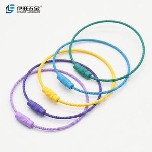 YIWANG 150MM coloré enduit en acier inoxydable câble anneau boucles câble porte-clés - Product Image 4