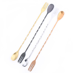 Cuchara de Bar de Acero Inoxidable L-Beans de 32 cm de Largo, Utensilio para Mezclar Cócteles, Juego de Cuchara y Tenedor - Product Image 2