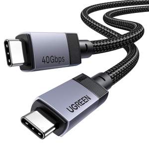 Cable USB C a USB C UGREEN, USB4 GEN3, 240W, Carcasa de Aluminio, Modelo Trenzado, Gris Cielo Oscuro, 8K 60Hz - Product Image 1